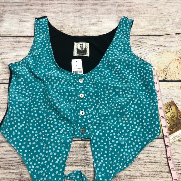 LF Furst of a Kind Polka Dot Button Down Crop Top - Picture 5 of 5